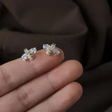 Insect Bee Zircon Stud Earrings for Women Animal Crystal Earrings Jewelry - Gemstone Gold