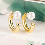 Vintage Crystal Round Stud Earrings Wedding White Zircon Jewelry - Gemstone Gold