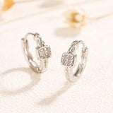 Vintage Crystal Round Stud Earrings Wedding White Zircon Jewelry - Gemstone Gold