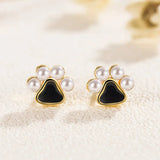 Vintage Crystal Round Stud Earrings Wedding White Zircon Jewelry - Gemstone Gold