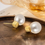 Vintage Crystal Round Stud Earrings Wedding White Zircon Jewelry - Gemstone Gold