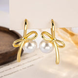 Vintage Crystal Round Stud Earrings Wedding White Zircon Jewelry - Gemstone Gold