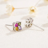 Vintage Crystal Round Stud Earrings Wedding White Zircon Jewelry - Gemstone Gold