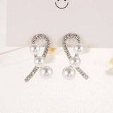 Vintage Crystal Round Stud Earrings Wedding White Zircon Jewelry - Gemstone Gold